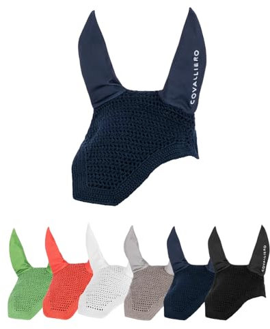 Covalliero - Fliegenhaube – Ohrenschutz für Pferde – elastische Fliegenohren – Schutz vor Insekten fürs Pferd – Pferde Zubehör in Dunkelblau – passend für Pony