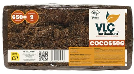 Bloque de Fibra de Coco 650g – Sustrato Ecológico para Plantas, Jardinería y Reptiles – Expande hasta 9L – Elige tu cantidad: Disponible en Packs de 1 a 10 Unidades. (1)