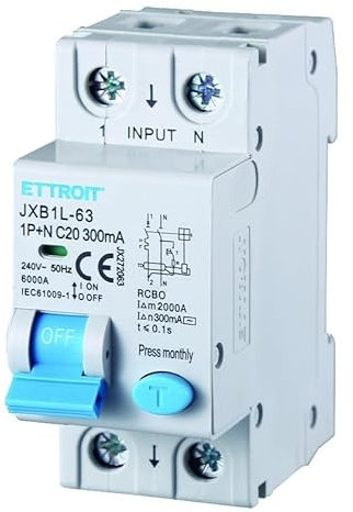 IXTRIMA Interruttore Magnetotermico Differenziale 1P+N 20A 300mA 220V-6KA 2 moduli 300mA per Guida DIN - Protezione Circuiti e Sicurezza Impianti