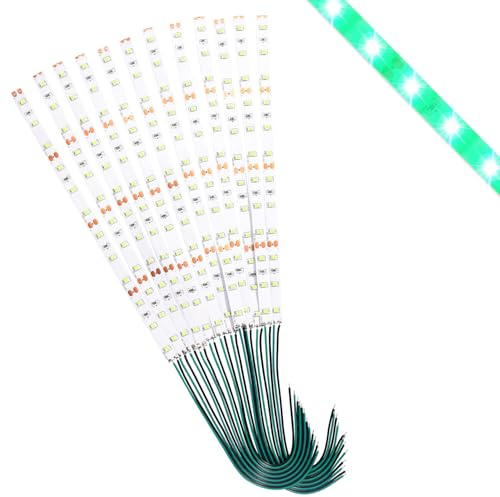 Lyeteung 12 Stücke 200mm 12V - 18V Vorverdrahtete LED Streifen, 2835 Modellbau LED Beleuchtung, Flexibler LED-Lichtstreifen für Modelleisenbahn, Grün