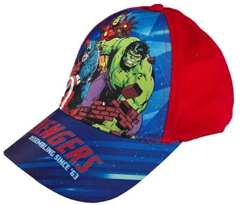 E plus M Avengers Kinder-Basecap (Größe 52–54) – mit Hulk, Iron Man – Verstellbar, Atmungsaktiv & Offiziell lizenziert, Farbe: Bunt, Bekleidungsgröße: 52