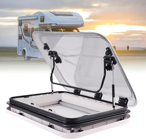 Wohnmobil Wohnwagen Dachentlüftung Wohnmobil Schiebedach Großer Wohnwagen Camper Dachfenster Entlüftungskit Mit Led-leuchten Universal Rv Wohnmobil Oberlicht Dach Entlüftung, 500 * 500mm