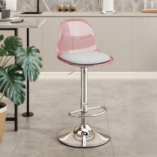 NOBBAT Tabourets de bar, tabourets de cuisine, éponge haute résilience, châssis élargi de 38,5 cm, cuir PU, tabouret de cuisine avec repose-pieds, chaise de comptoir avec cadre en métal(Rose,Lifting r