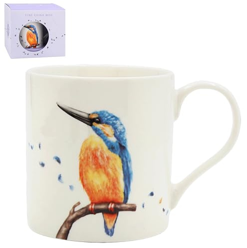 The Leonardo Collection Clemency Bunn Kingfisher Mug | Hot & Cold Drinks, Home & Office, Durable, Comfortable, Easy-To-Hold