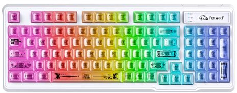 ZIYOU LANG M95 Transparent Membrane Keyboard,Wired Gaming Keyboard with Clear Keycap,Rainbow RGB Backlit,Side Light bar,94 Silent Keys with Mechanical Feeling,26-Key Anti-ghosting,for Mac/Pc,White