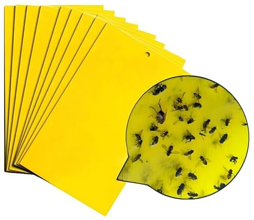 100 Gelbtafeln Klebrige Insektenfallen,KirschmadenFalle,Gelbstecker Papiere für Raupenleim,Gegen Trauermücken,Blattläuse,Nematoden, weiße Fliegen und Minierfliegen