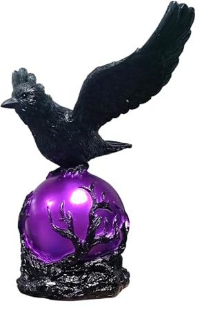 Generisch Krähen Lampe,Aufladbare Dunkle Ästhetische Harz | LED Tischlampe Krähen Deko | Für Wohnzimmer Studierzimmer Schreibtisch Nachttisch Schrank Party Geburtstag Weihnachten