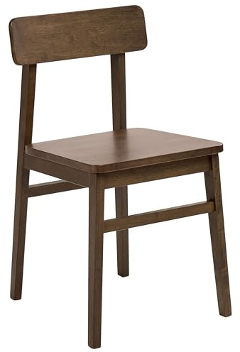 Beliani Esszimmerstuhl 2er Set Gummibaumholz Dunkelbraun Holzstuhl ohne Armlehnen Gorre