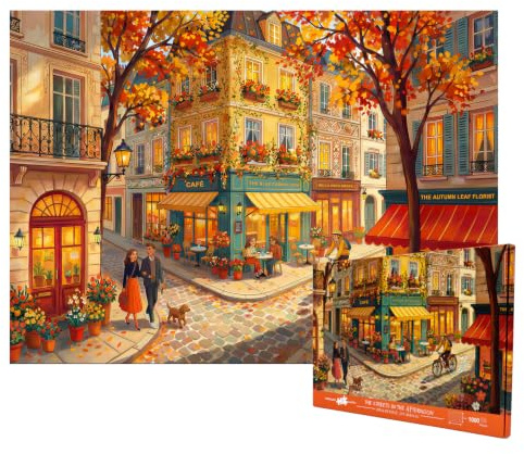 Oranglight 1000 Teile Puzzle Erwachsene – Gemütliche Straßenszene70 x 50 cm | 1000 Teile Puzzle Erwachsene, Europäische Straßenszene, Entspannung Stressabbau, Kreatives Denkspiel, Wanddeko, Geschenkidee