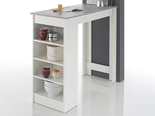 möbelando Bartisch Esstisch Tresentisch Küchentisch Bistrotisch Tisch Rosalyn I Beton/Weiß