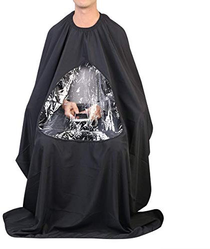 JewelryWe Friseurumhang Haarschneideumhang wasserabweisend Salon Cape Haar Schneiden Friseur Cape mit Sichtfenster Schwarz