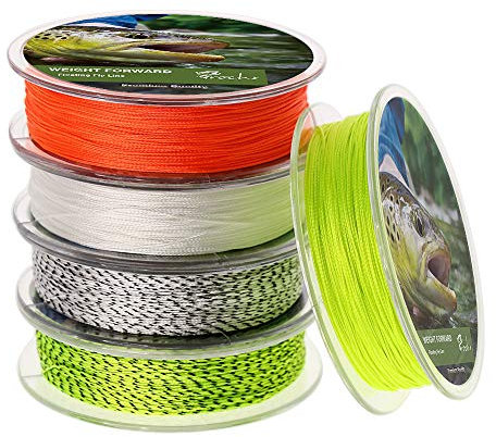 Fliegenschnur-Rückwand, 9 kg, 13,6 kg, 90 m, zum Forellenangeln, fluoreszierendes Gelb, 2 Stück