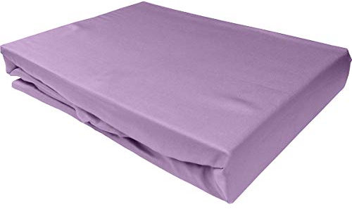 Bettwaesche-mit-Stil Mako Satin Spannbettlaken Spannlaken Spannbetttuch (180 cm x 200 cm, Matratzenhhöhe 21-30cm, Flieder)