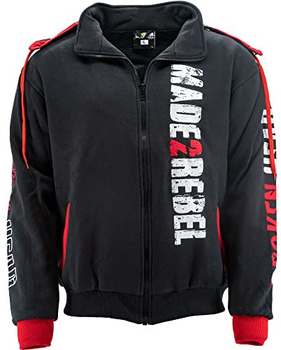 Broken Head Freizeit-Hoodie made2rebel Schwarz-Rot - Abnehmbare Kapuze - Wasserdicht - Atmungsaktiv - Protektoren nachrüstbar - S