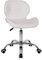 Modern PU Leather Swivel Office Chair, Height Adjustable Padded Armless Desk Chair with Wheels for Home Office, White