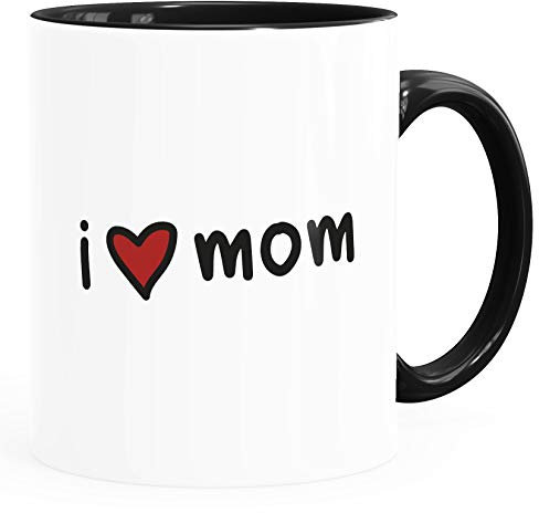 SpecialMe® Coffee Mug I Love Mom Heart Gift For Mum Mother's Day I Love You Mum Inner Black Ceramic Mug