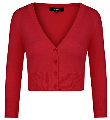 MINTLIMIT Cardigan Women V Neck Button Down Long Sleeve Basic Soft Knit Cardigan Sweater Red M