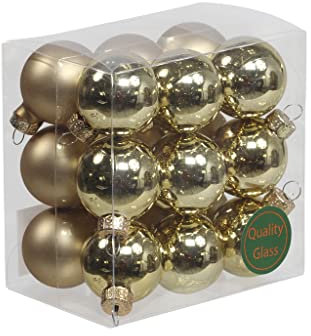 Kleine Baumkugeln aus Glas Ø 2 cm/2,5 cm/3 cm - Christbaumkugeln Baumschmuck Christbaumschmuck Weihnachtsbaumschmuck Weihnachtsbaumkugeln (3 cm, 18 Stück Gold (Matt,Glänzend))