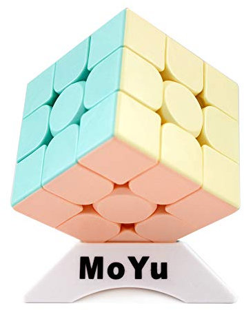 OJIN MoYu MoFang JiaoShi Meilong Serie Würfel Meilong3 3x3x3 Würfel Bright Pink Stickerless Cubing Klassenzimmer Meilong Forsted Surface Puzzle Cube mit einem Würfelstativ