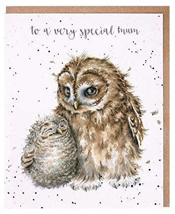 Wrendale Designs Künstlerische Blanko-Grußkarte – Very Special Mum – Owl Always Love You – Kuschelende Eule Illustration von Hannah Dale