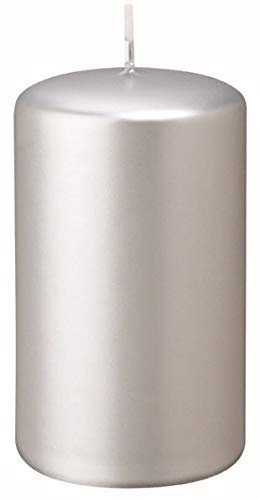 4er Adventskerzen, Adventskranz Kerzen Set Silber 6 x Ø 6 cm