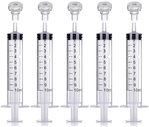 5x 10ml Plastic Measuring Syringe Kit with Dispenser for Travel bottles