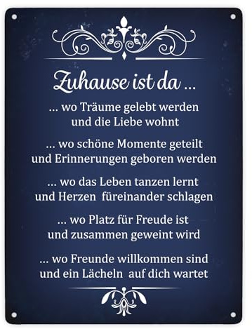 Zuhause ist da... Metallschild XXL