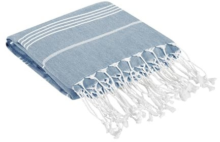 Mixibaby Strandtuch XXL100% Baumwolle Hamamtuch Badetuch Saunatuch Peshtemal 100x180cm, Farbe:Blau