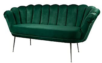 EMRA WOOD M-DEKO LUX-4 Handgemachte Lounge Sofa “Lotus” Bezug aus Velours Piano, Metallbeine (Flaschengrün Velours Piano08)