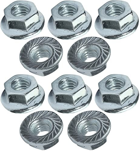 AERZETIX - C49638 - Set di 10 dadi esagonali con flangia/base dentata M4 Ø esterno 10mm - in acciaio al carbonio - controdado autobloccante