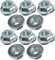 AERZETIX - C49638 - Set di 10 dadi esagonali con flangia/base dentata M4 Ø esterno 10mm - in acciaio al carbonio - controdado autobloccante