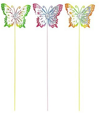Vibrant Assorted Colors Metal Butterfly Stake - 17 cm x 61 cm - Durable Decorative Accent - Perfect for Pathways, Gardens & Outdoor Spaces (1 Pc.)