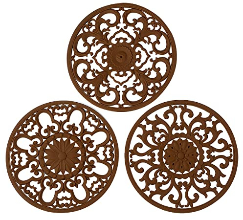 Extra Thick Silicone Trivet Mat for Hot Dishes and Pans, Pot Holder and Hot Pad to Protect Table and Countertop, Chocolate Brown, Set of 3