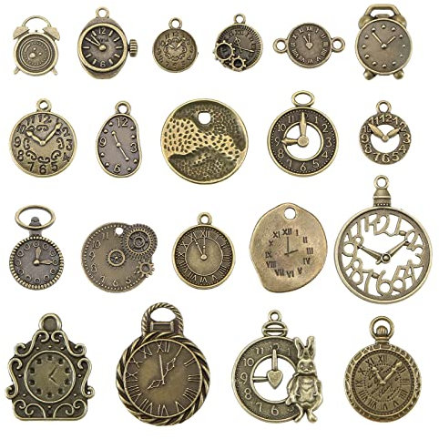 Be In Your Mind 60 Stücke Antike Bronze Wanduhr Uhren Zahnrad Anhänger Zinklegierung Dekorative Charms Zubehör für DIY Schmuckherstellung Halskette Armbänder