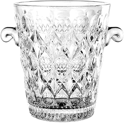 EdirFtra Seau à Glace en Verre pour Le vin, Seau à Champagne Portable en Cristal, Refroidisseur à vin Transparent, poignée de Transport, Articles de Bar