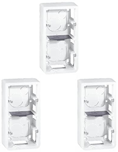 Legrand 080282 Cadre Saillie Profondeur 40mm Mosaic pour 5 ou 2x2 Modules Vertical et Support, Blanc, Paquet de 3