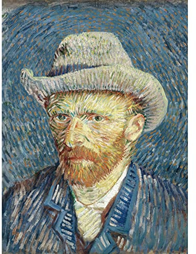 Bristlegrass Wooden Jigsaw Puzzles 1000 Pieces Van Gogh Famous Paintings -Self Portrait with Hat Vincent Van Gogh Portrait in Pointillism Gifts Decorative Painting Puzzles (1000 pcs)