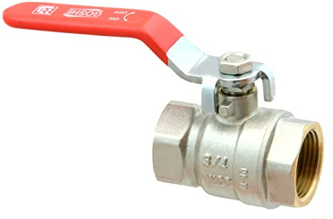 GOSHE Premium-Kugelhahn mit Griff, Messing, 1 1/4-Gewinde, Wasser- und Heizungsinstallation, dicht schließend, Stahlgriff mit PVC-Beschichtung, Innen-/Innengewinde, einfache Installation