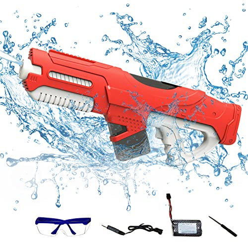 Elektrische Wasserpistole mit Saug Wasser Funktion Water Gun,Automatische Spritzpistolen Wasserpistole Spielzeug Wasserdicht für Strand Schwimmbad im Freien Pistole Wasser Spielzeug (Rot)