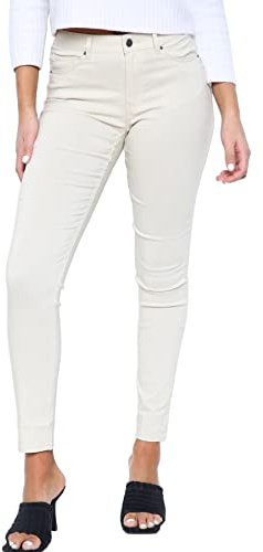 MYT Womens Chino Trousers Ladies Skinny Fit Super Stretch Office Work Casual Chinos Cream Size UK 10