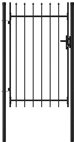Portillon de Jardin, Portail de Jardin Porte de Clôture Porte de Jardin Portillon simple porte avec dessus à pointe Acier 1x1,5 m Noir
