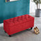 Rechteckige Aufbewahrungs-Ottomane-Bank, Leinen-Polsterbank, Sitzende der Bettbank mit Stauraum, Moderner Wohnzimmer-Fußhocker, Eingangsbereich, Schuhe, Wickelhocker, Rot, 100 x 40 x 45 cm (