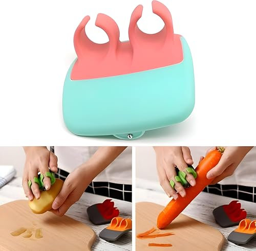 Finger Grip Vegetable Palm Peeler Peeling Fruit Carrot Potato Cucumber with Comfortable Hand Kitchen Rubber Tool (1 pc) (Pink+Blue)