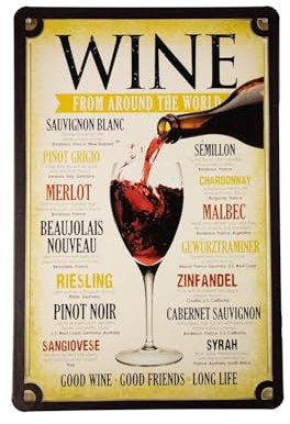 Wine Around the world blechschild - metallschild - metall poster - retro schilder - blech - wanddekoration - vintage schild - metal sign - dekoschild - mancave - männerhöhle