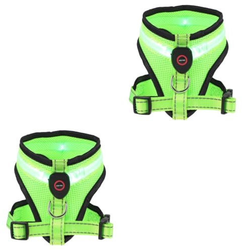 Kisangel 2 Sets Robuste Haustier Weste Geschirre Hund Zubehör Nacht Weste USB Lade Weste
