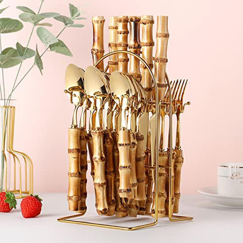 Juego de Cubiertos, Juego de Cubiertos para 12 Personas, 72 Piezas. con Mango De Bambú,Juego De Cubiertos Pulido Espejo,Juegos De Cubiertos De Lujo, Vajilla Elegante para El Hogar/Cenas Important