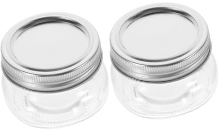 GRADENEVE 2Piezas Tarros de Vidrio Pequeños con Tapa Tarros Mini de Boca Ancha para Mermelada y Miel Diseño Creativo y Compacto para Almacenamiento Casa