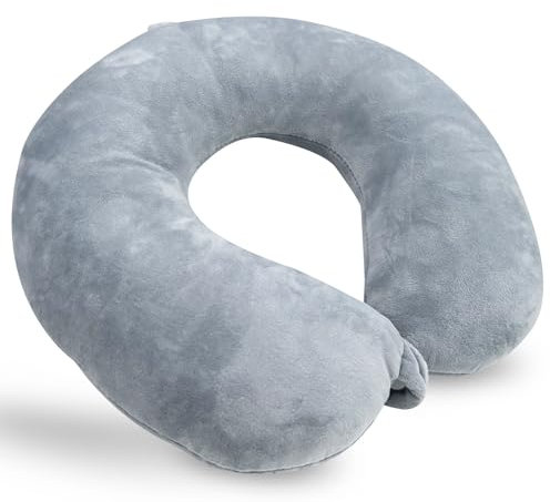Traxenta Almohada Viaje, Forma de U Cojin Cuello Viaje, Cojin Cervical Viaje, Cojin Avion Cuello, Almohada Avion Cuello, Reposacabezas Avion para Relajarse en Oficina, Avión, Coche, Tren(Gris)