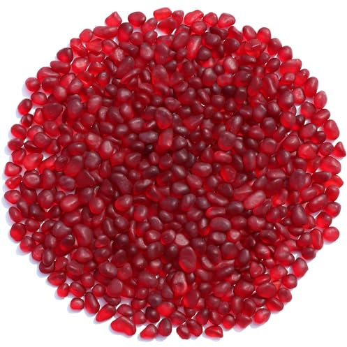 QYGL Sea Glass Stones - 0.9LB Red Frosted Glass Pebbles Gemstones - Perfect for Aquarium Rocks, Fish Tank Gravel, Vase Fillers, DIY Crafts, and Home Decor