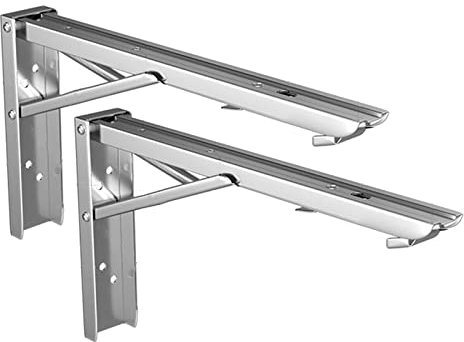 Klappbare Regalhalterungen, 2 Stück, robuste Edelstahl-Regale, unterstützt an der Wand montierte, zusammenklappbare Regalhalterung, für Küche, Schlafzimmer, Wandtisch, mit Schrauben (193 x 111 mm) (1